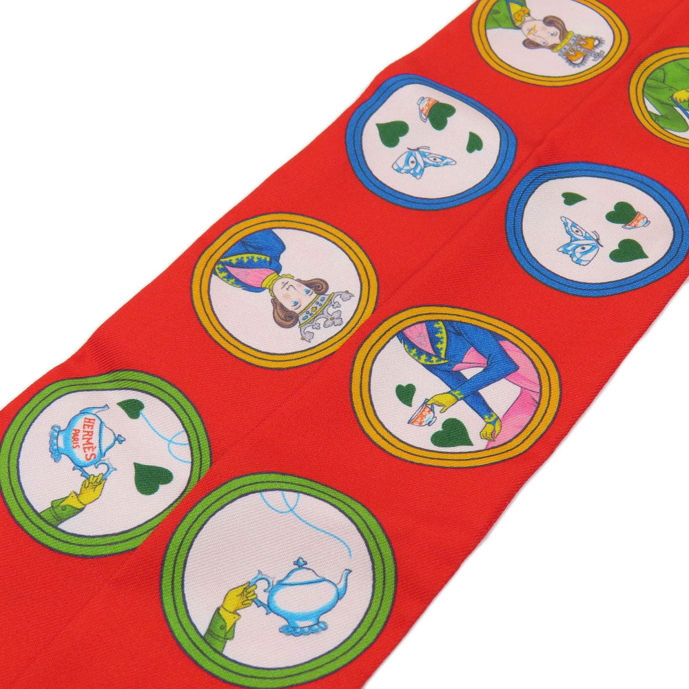 HERMES scarf silk Red Twilly Women Used Authentic