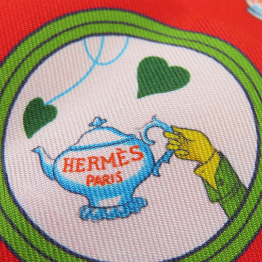 HERMES scarf silk Red Twilly Women Used Authentic