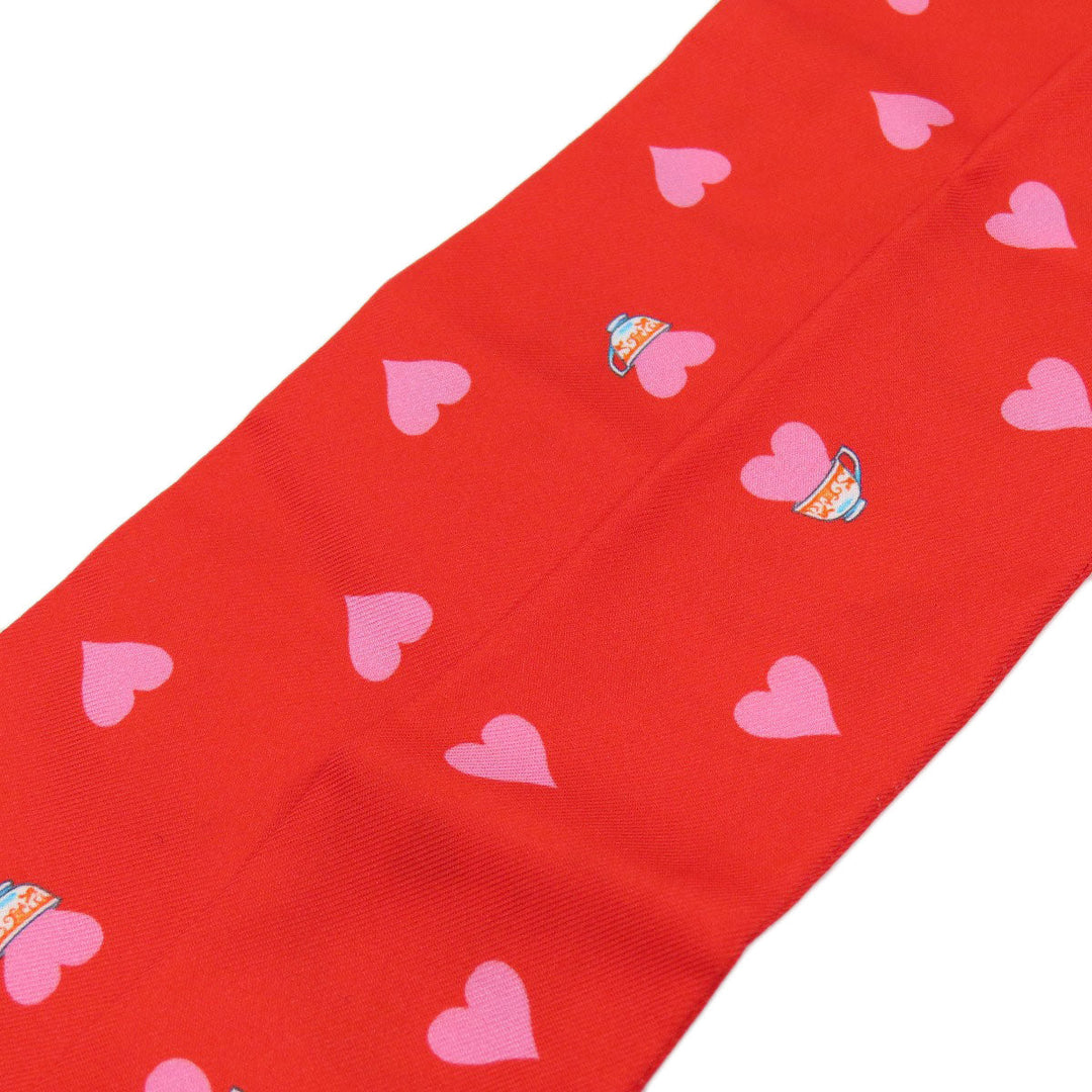 HERMES scarf silk Red Twilly Women Used Authentic