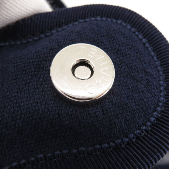 CHANEL Tote Bag canvas Navy Deauville COCO Mark SilverMetal
