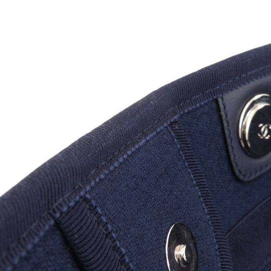 CHANEL Tote Bag canvas Navy Deauville COCO Mark SilverMetal