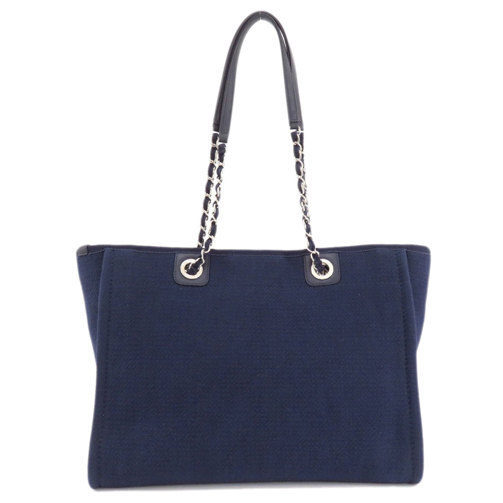 CHANEL Tote Bag canvas Navy Deauville COCO Mark SilverMetal