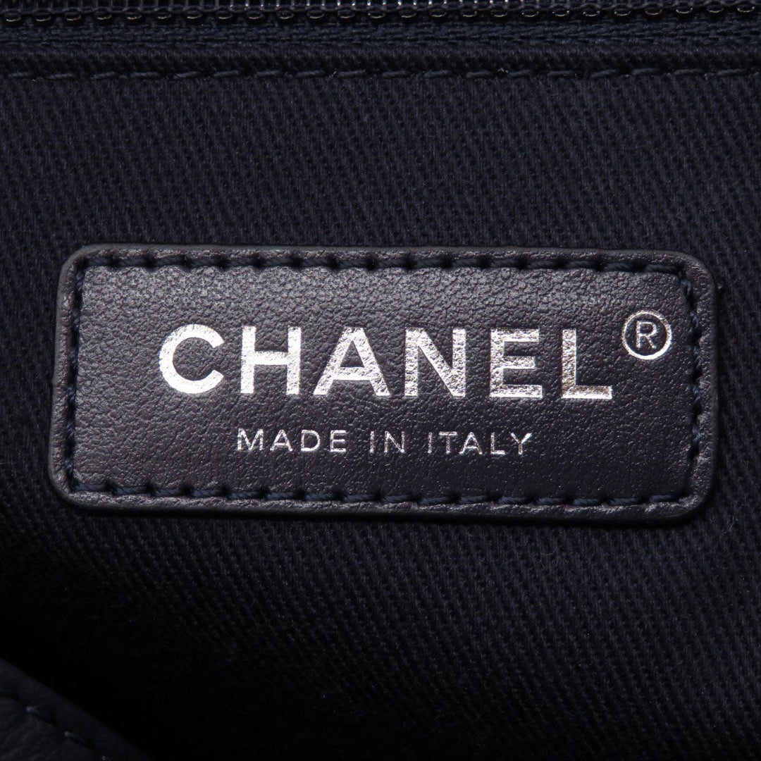CHANEL Tote Bag canvas Navy Deauville COCO Mark SilverMetal