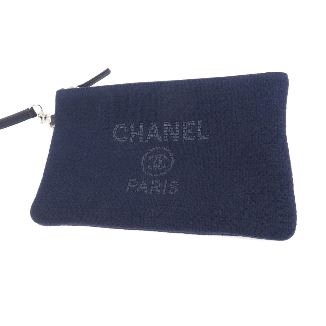 CHANEL Tote Bag canvas Navy Deauville COCO Mark SilverMetal