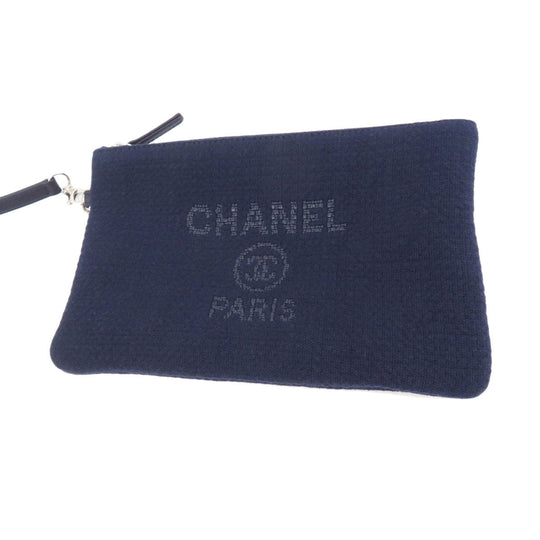 CHANEL Tote Bag canvas Navy Deauville COCO Mark SilverMetal