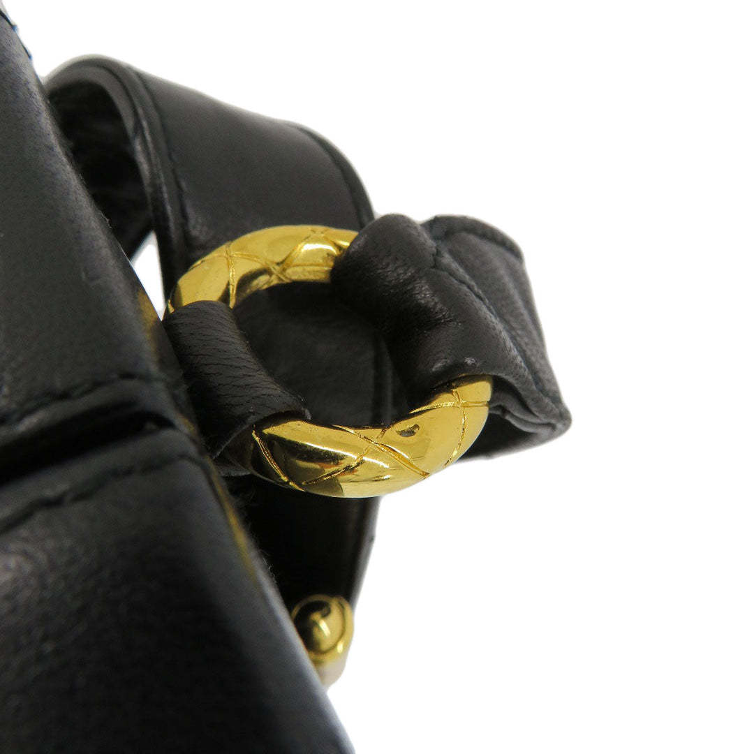 CHANEL Shoulder Bag lambskin black Vstitch COCO Mark Women Used Authentic