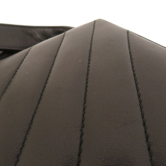 CHANEL Shoulder Bag lambskin black Vstitch COCO Mark Women Used Authentic