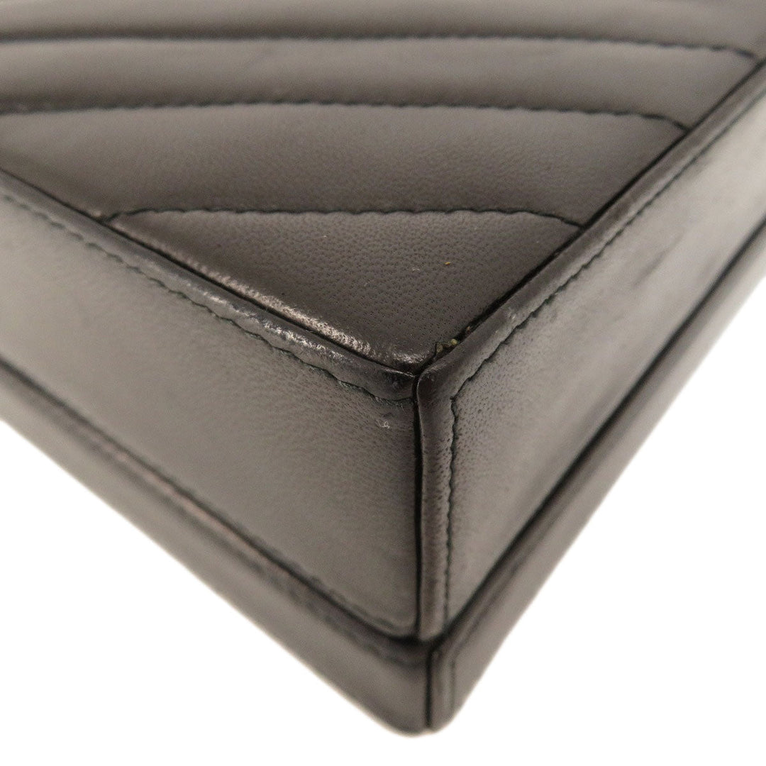 CHANEL Shoulder Bag lambskin black Vstitch COCO Mark Women Used Authentic