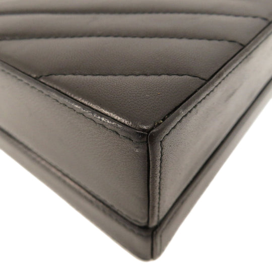 CHANEL Shoulder Bag lambskin black Vstitch COCO Mark Women Used Authentic