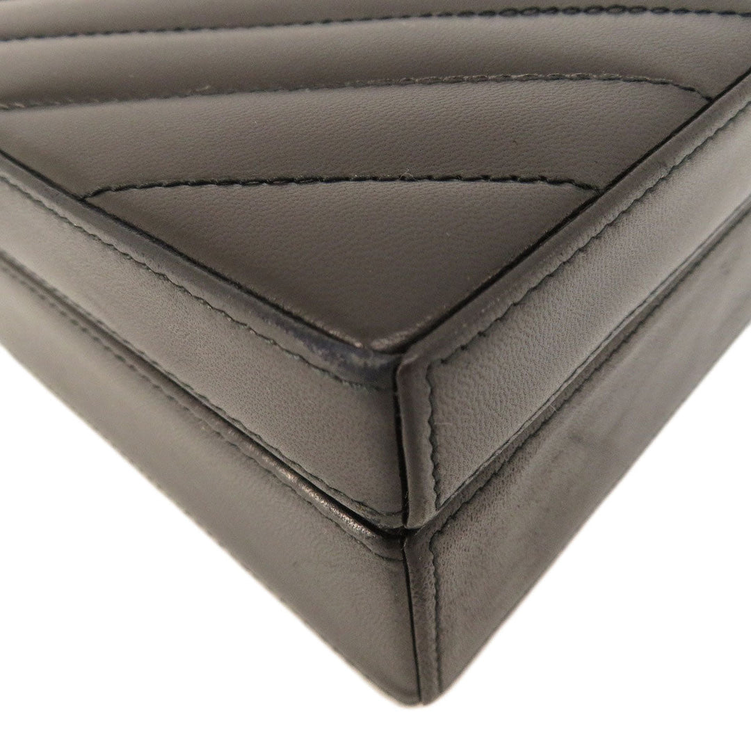 CHANEL Shoulder Bag lambskin black Vstitch COCO Mark Women Used Authentic