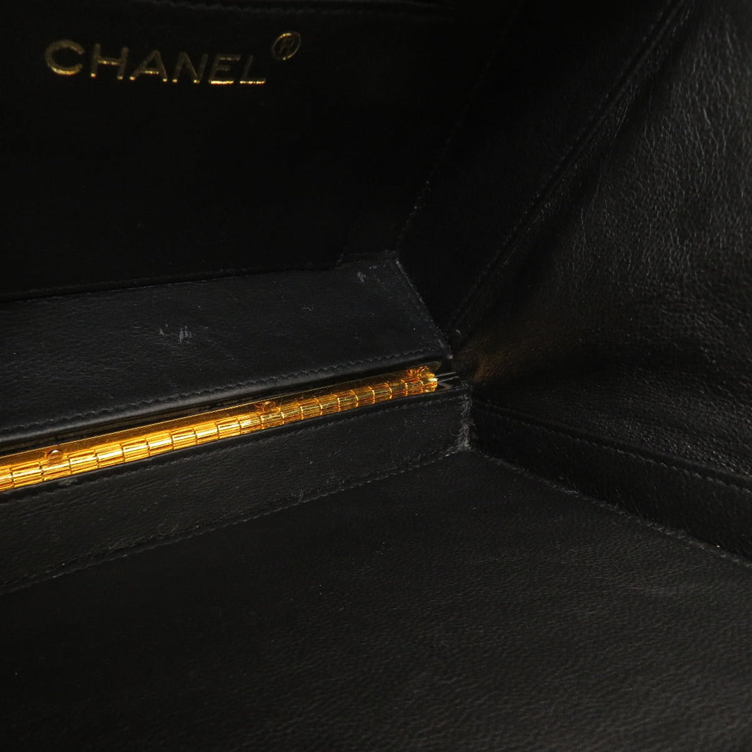 CHANEL Shoulder Bag lambskin black Vstitch COCO Mark Women Used Authentic