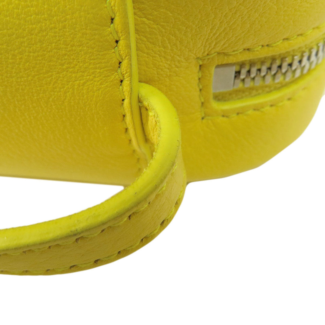 BALENCIAGA Shoulder Bag leather yellow logo Women Used Authentic