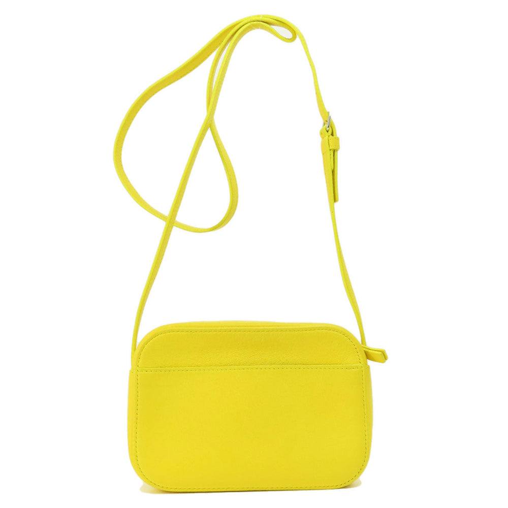 BALENCIAGA Shoulder Bag leather yellow logo Women Used Authentic
