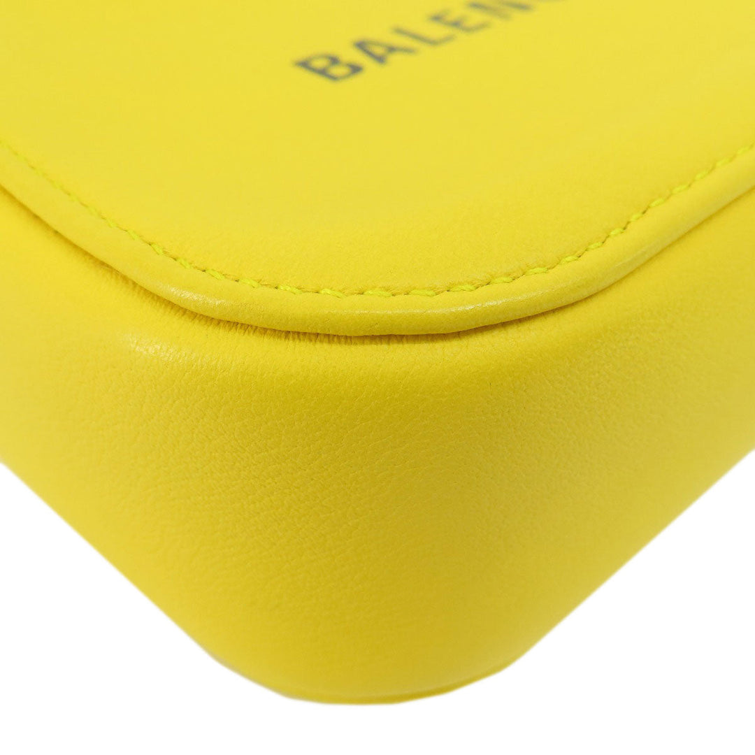 BALENCIAGA Shoulder Bag leather yellow logo Women Used Authentic