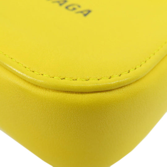 BALENCIAGA Shoulder Bag leather yellow logo Women Used Authentic