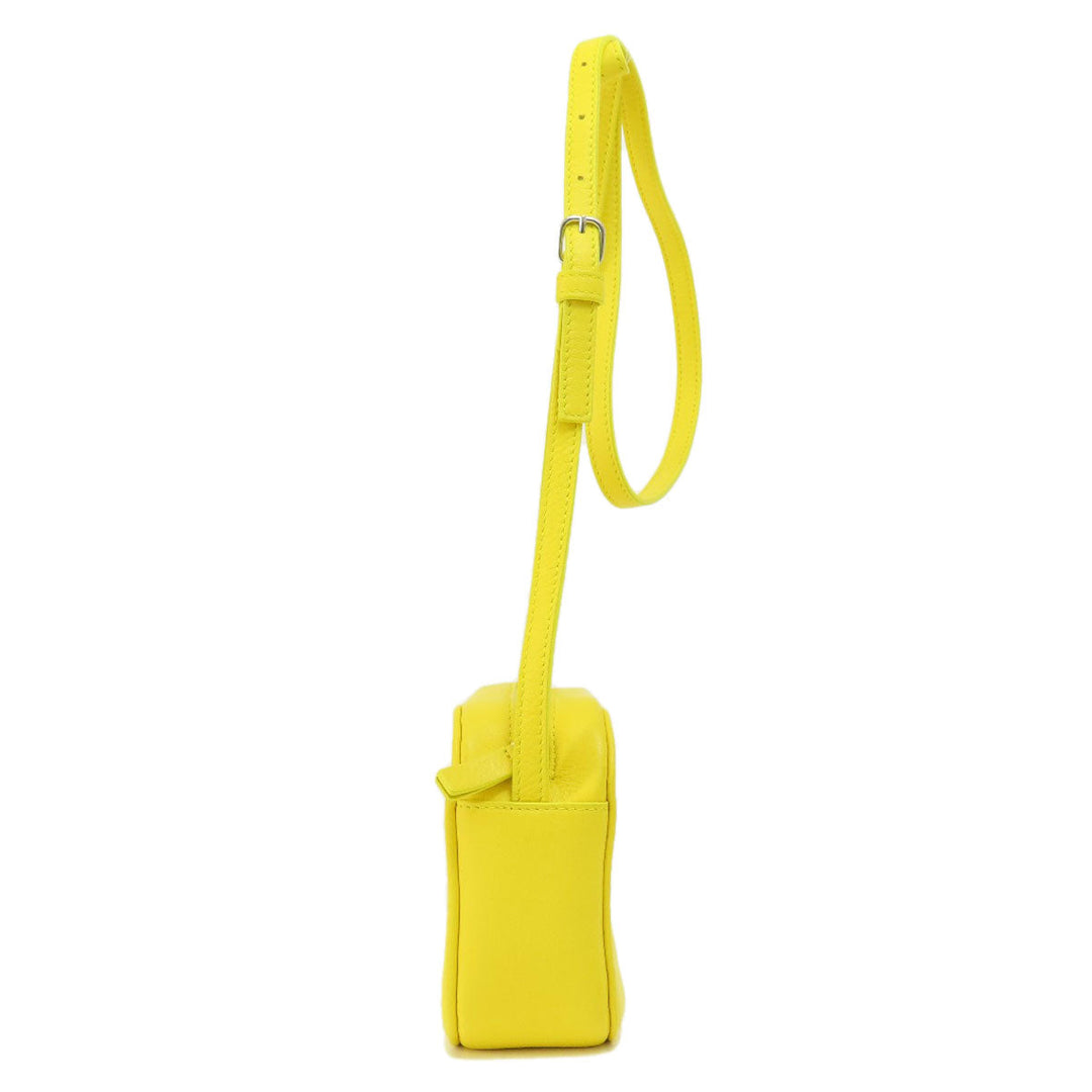 BALENCIAGA Shoulder Bag leather yellow logo Women Used Authentic