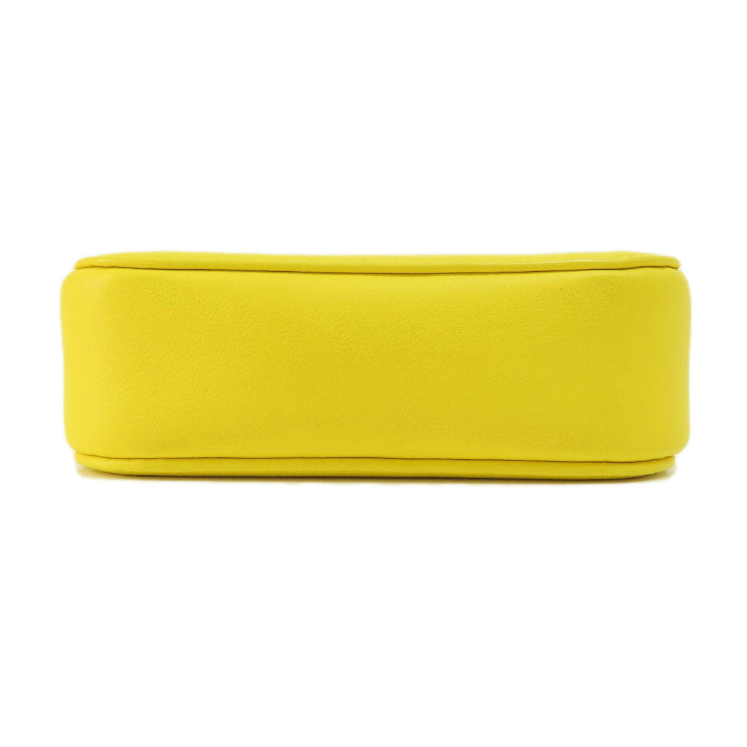 BALENCIAGA Shoulder Bag leather yellow logo Women Used Authentic