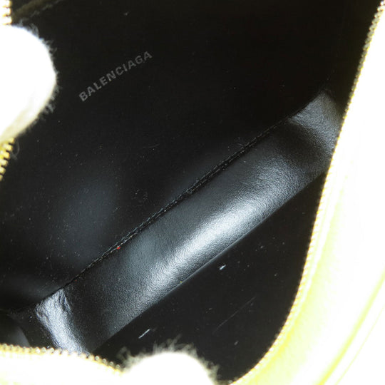 BALENCIAGA Shoulder Bag leather yellow logo Women Used Authentic