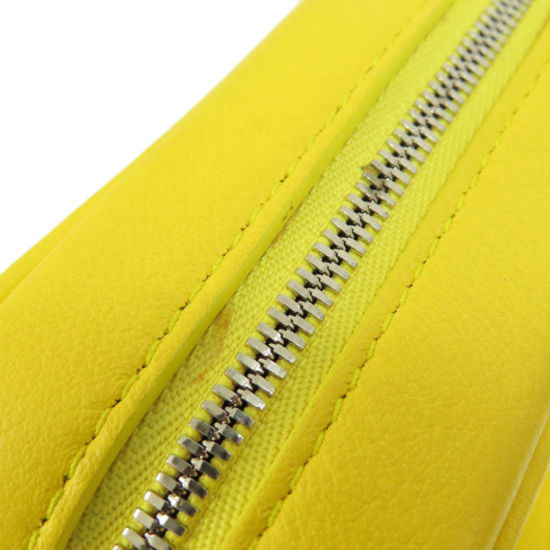 BALENCIAGA Shoulder Bag leather yellow logo Women Used Authentic
