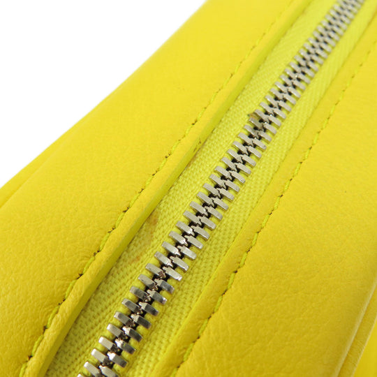 BALENCIAGA Shoulder Bag leather yellow logo Women Used Authentic