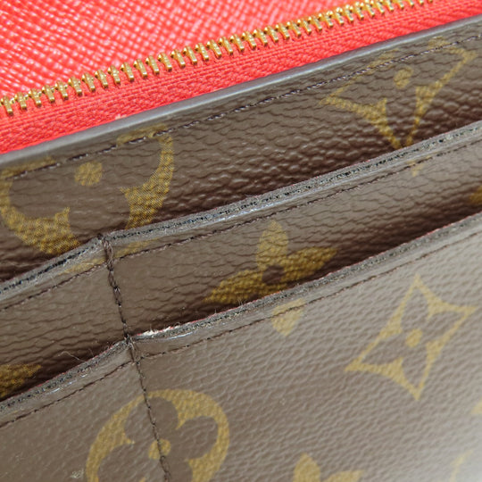 LOUIS VUITTON Long Wallet Purse M62236 Monogram canvas Brown Portefeuille Sarah Monogram Coquelicot Women Used Authentic
