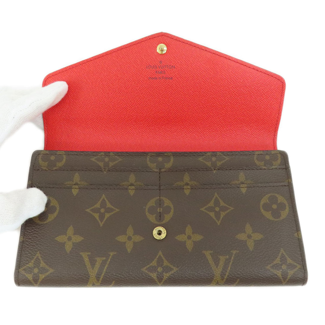 LOUIS VUITTON Long Wallet Purse M62236 Monogram canvas Brown Portefeuille Sarah Monogram Coquelicot Women Used Authentic