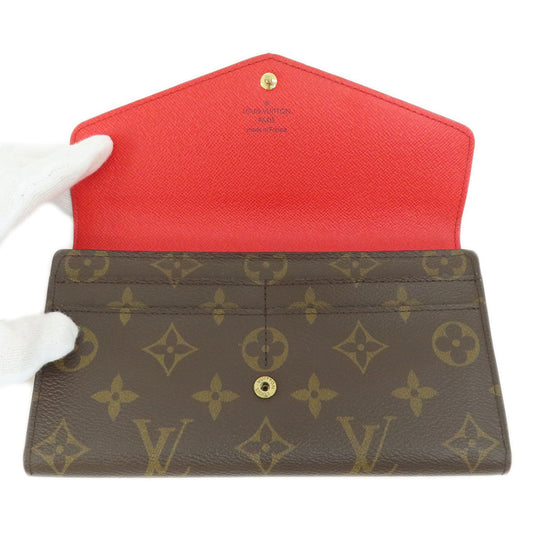 LOUIS VUITTON Long Wallet Purse M62236 Monogram canvas Brown Portefeuille Sarah Monogram Coquelicot Women Used Authentic