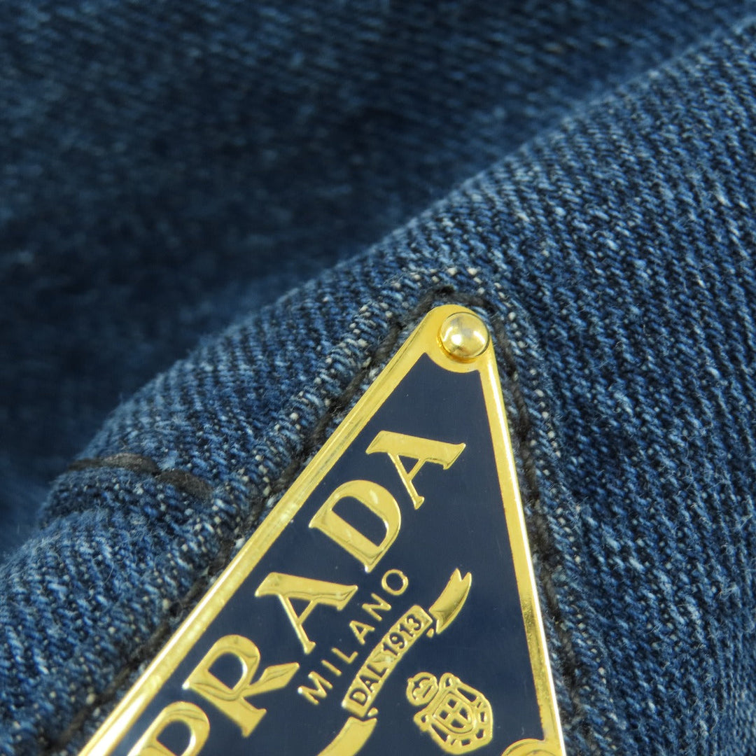 PRADA Handbag B1877B denim Navy Canapa
