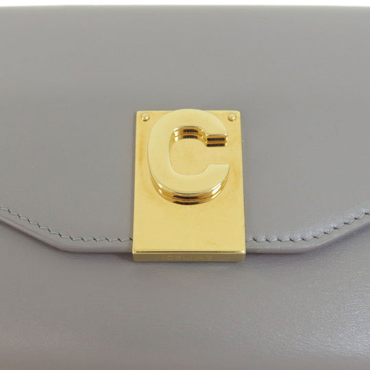 CELINE Bifold Wallet leather gray CMetal Women Used Authentic