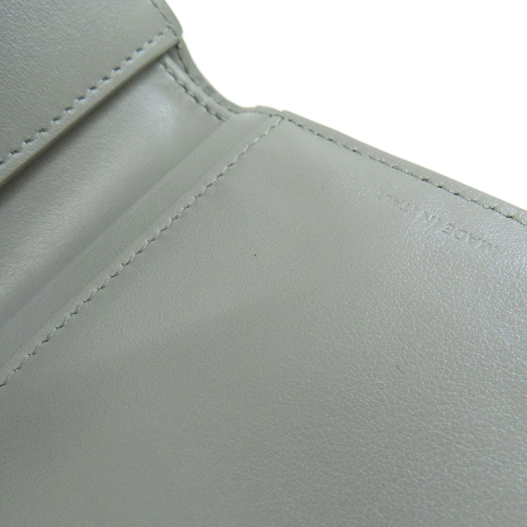 CELINE Bifold Wallet leather gray CMetal Women Used Authentic