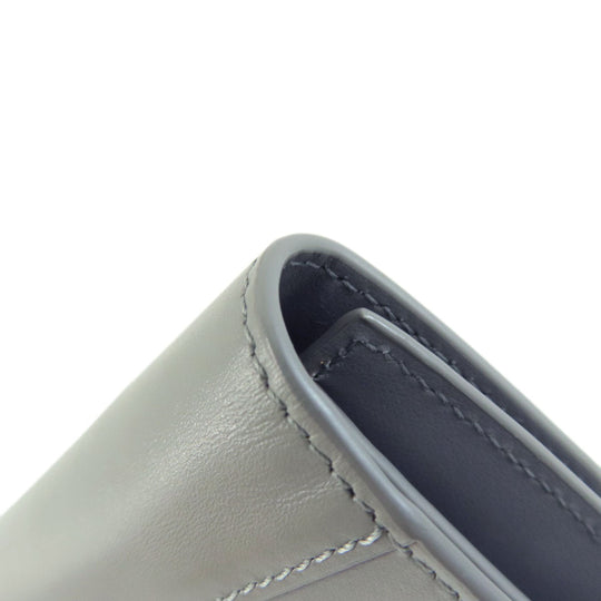 CELINE Bifold Wallet leather gray CMetal Women Used Authentic