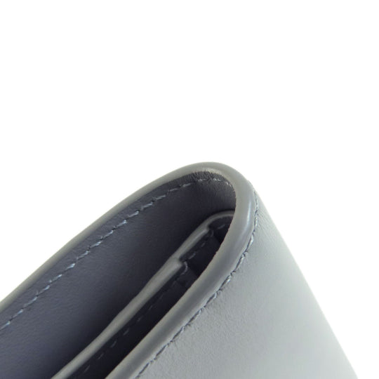CELINE Bifold Wallet leather gray CMetal Women Used Authentic