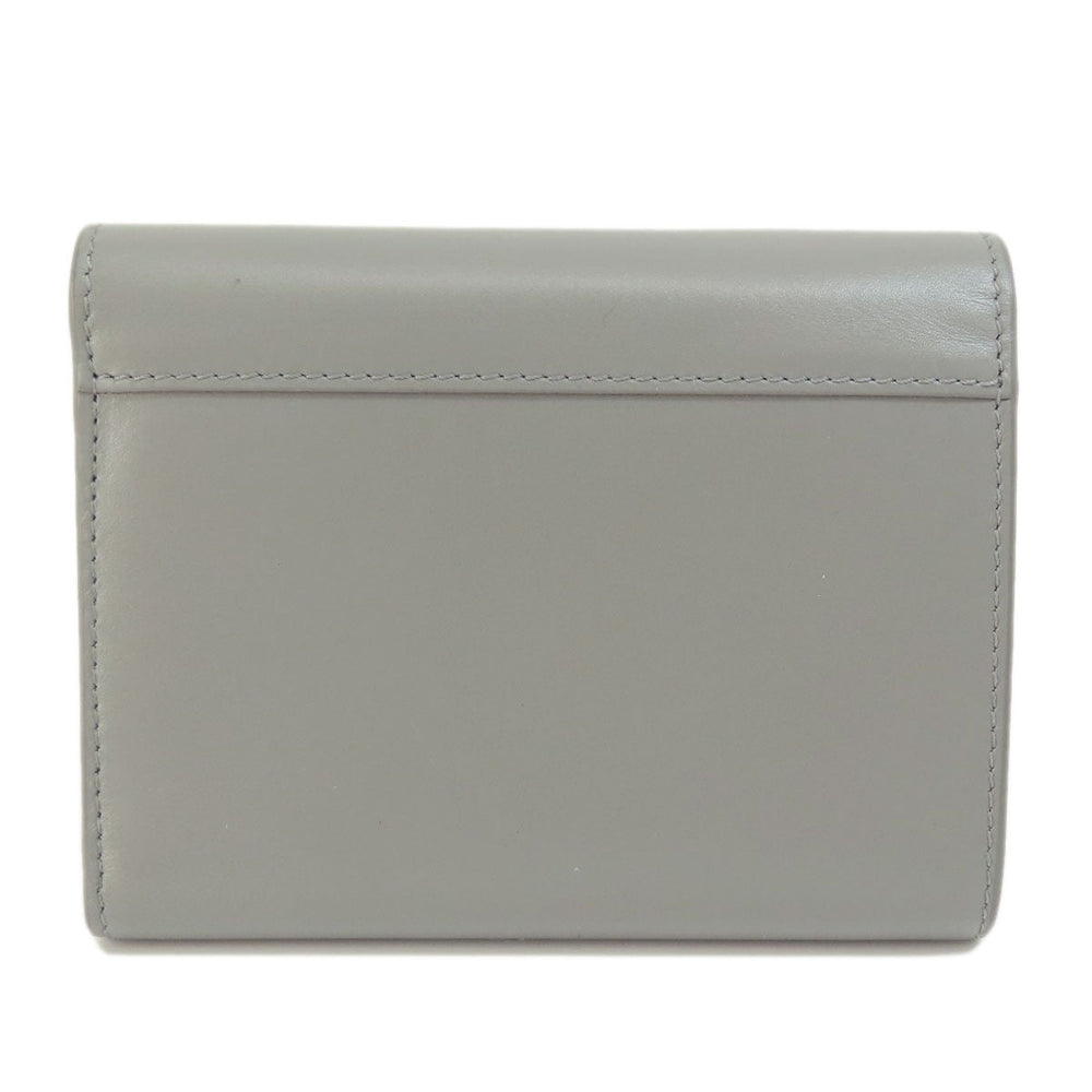 CELINE Bifold Wallet leather gray CMetal Women Used Authentic