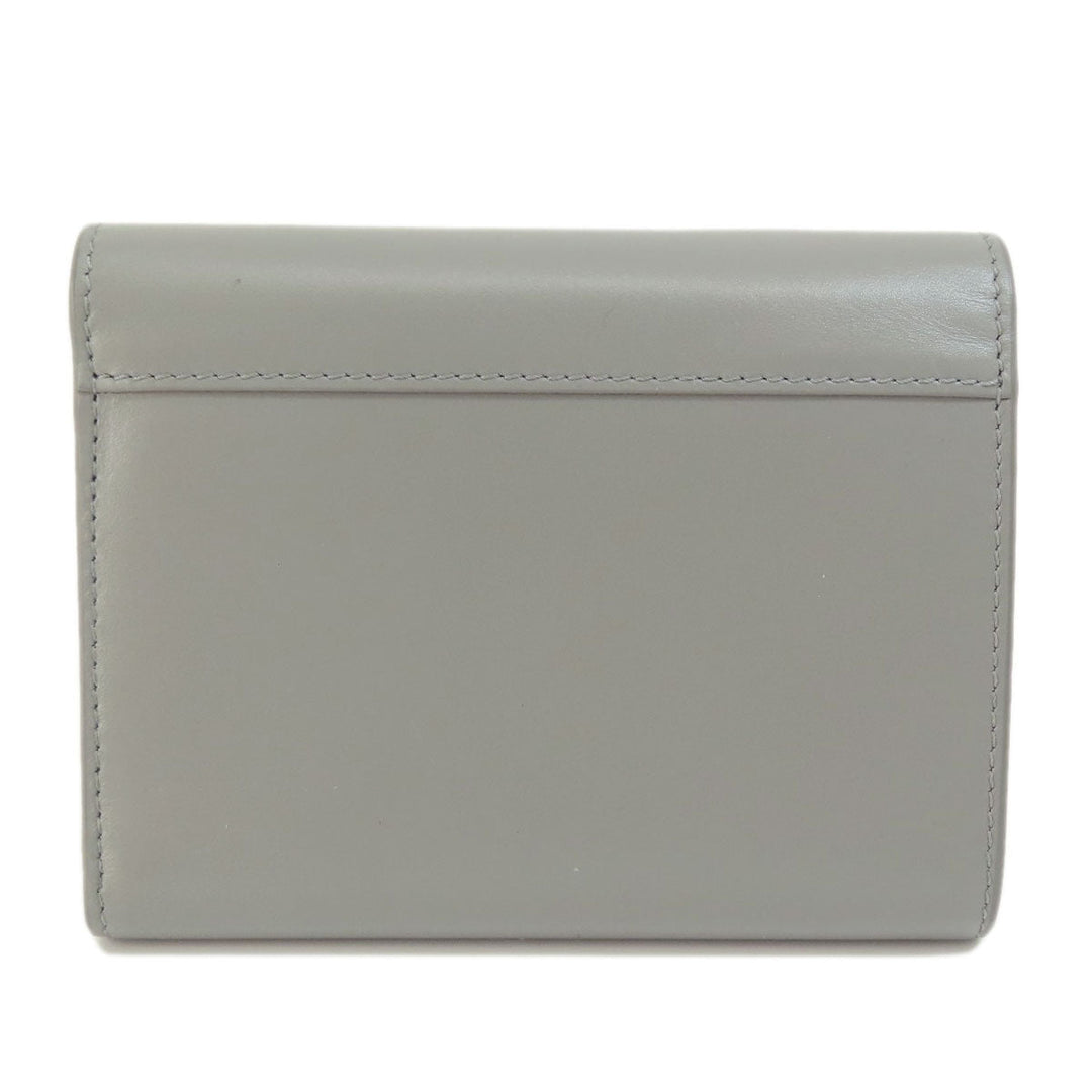 CELINE Bifold Wallet leather gray CMetal Women Used Authentic
