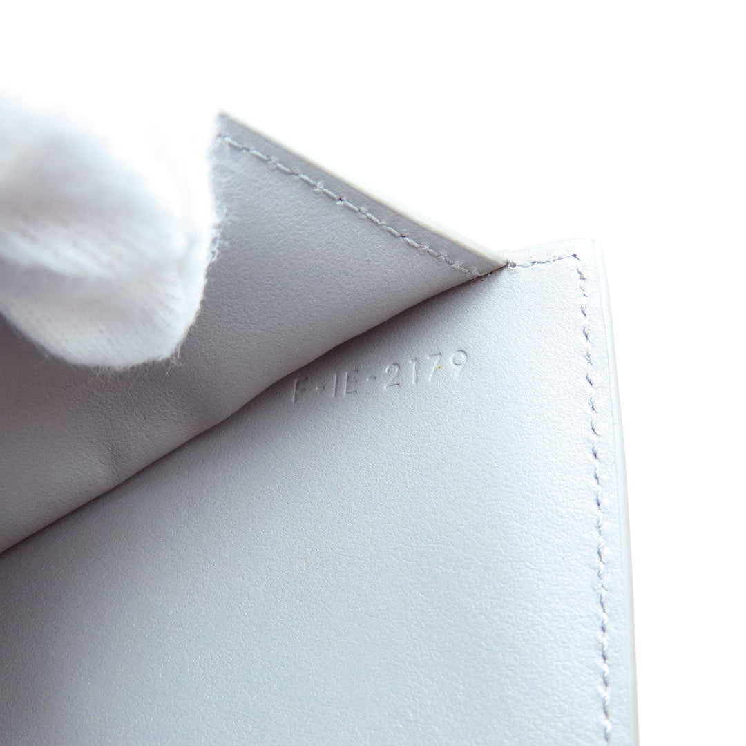CELINE Bifold Wallet leather gray CMetal Women Used Authentic