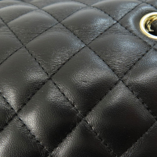 CHANEL Shoulder Bag lambskin black Matelasse Gold Metal Women Used Authentic