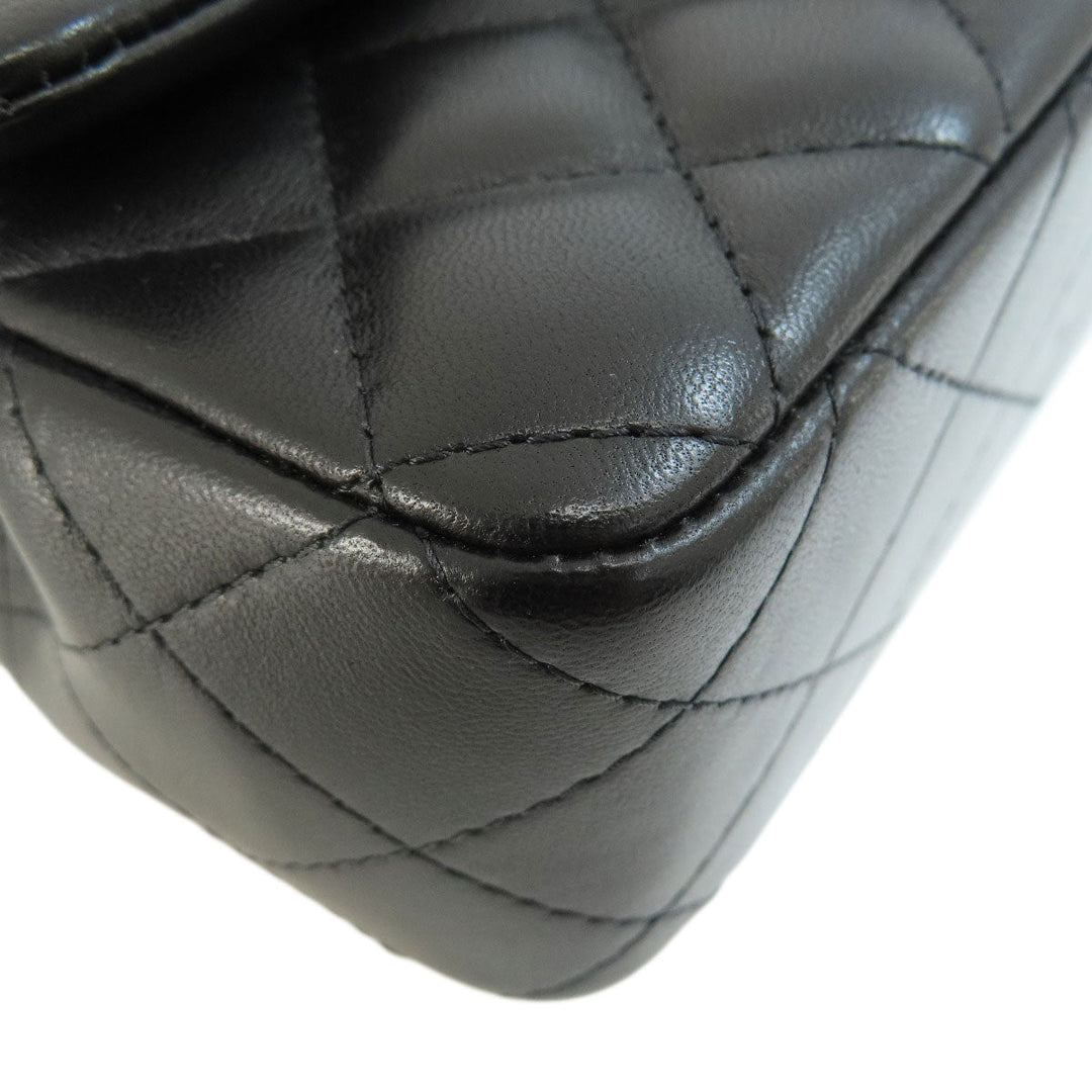 CHANEL Shoulder Bag lambskin black Matelasse Gold Metal Women Used Authentic