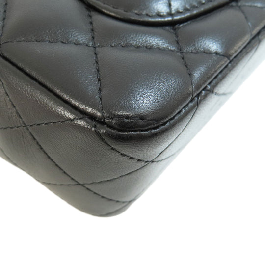 CHANEL Shoulder Bag lambskin black Matelasse Gold Metal Women Used Authentic