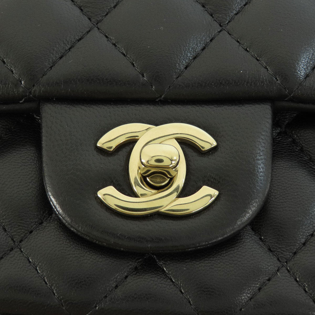 CHANEL Shoulder Bag lambskin black Matelasse Gold Metal Women Used Authentic