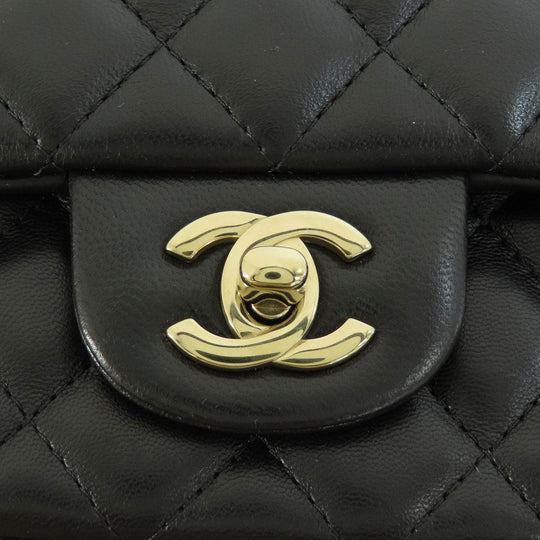 CHANEL Shoulder Bag lambskin black Matelasse Gold Metal Women Used Authentic