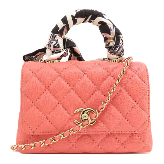 CHANEL Handbag Caviar skin pink Matelasse Gold Metal 2WAY