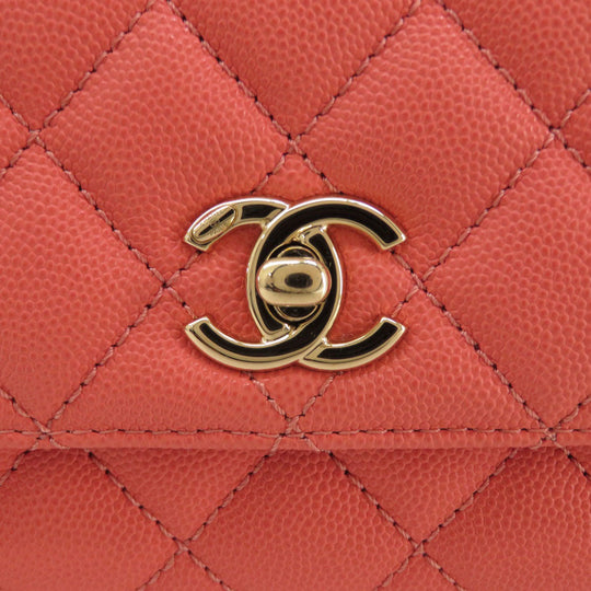 CHANEL Handbag Caviar skin pink Matelasse Gold Metal 2WAY