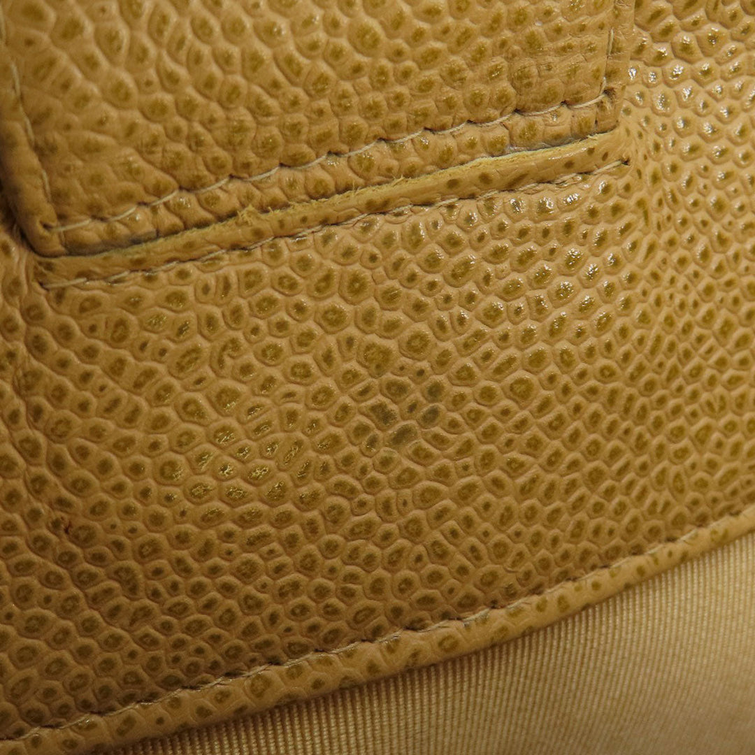 CHANEL Tote Bag Grained Calfskin Skin beige Chain Bag Matelasse Gold Metal Women Used Authentic