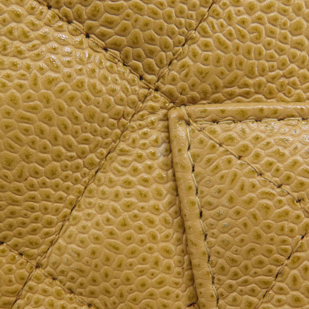 CHANEL Tote Bag Grained Calfskin Skin beige Chain Bag Matelasse Gold Metal Women Used Authentic
