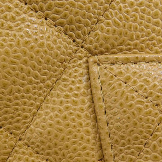 CHANEL Tote Bag Grained Calfskin Skin beige Chain Bag Matelasse Gold Metal Women Used Authentic