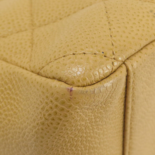 CHANEL Tote Bag Grained Calfskin Skin beige Chain Bag Matelasse Gold Metal Women Used Authentic
