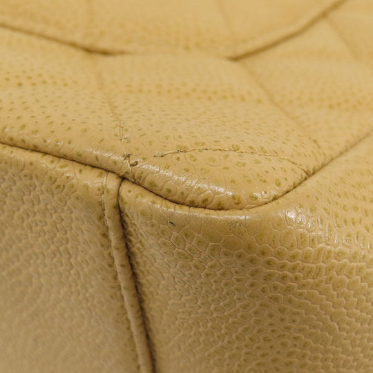 CHANEL Tote Bag Grained Calfskin Skin beige Chain Bag Matelasse Gold Metal Women Used Authentic