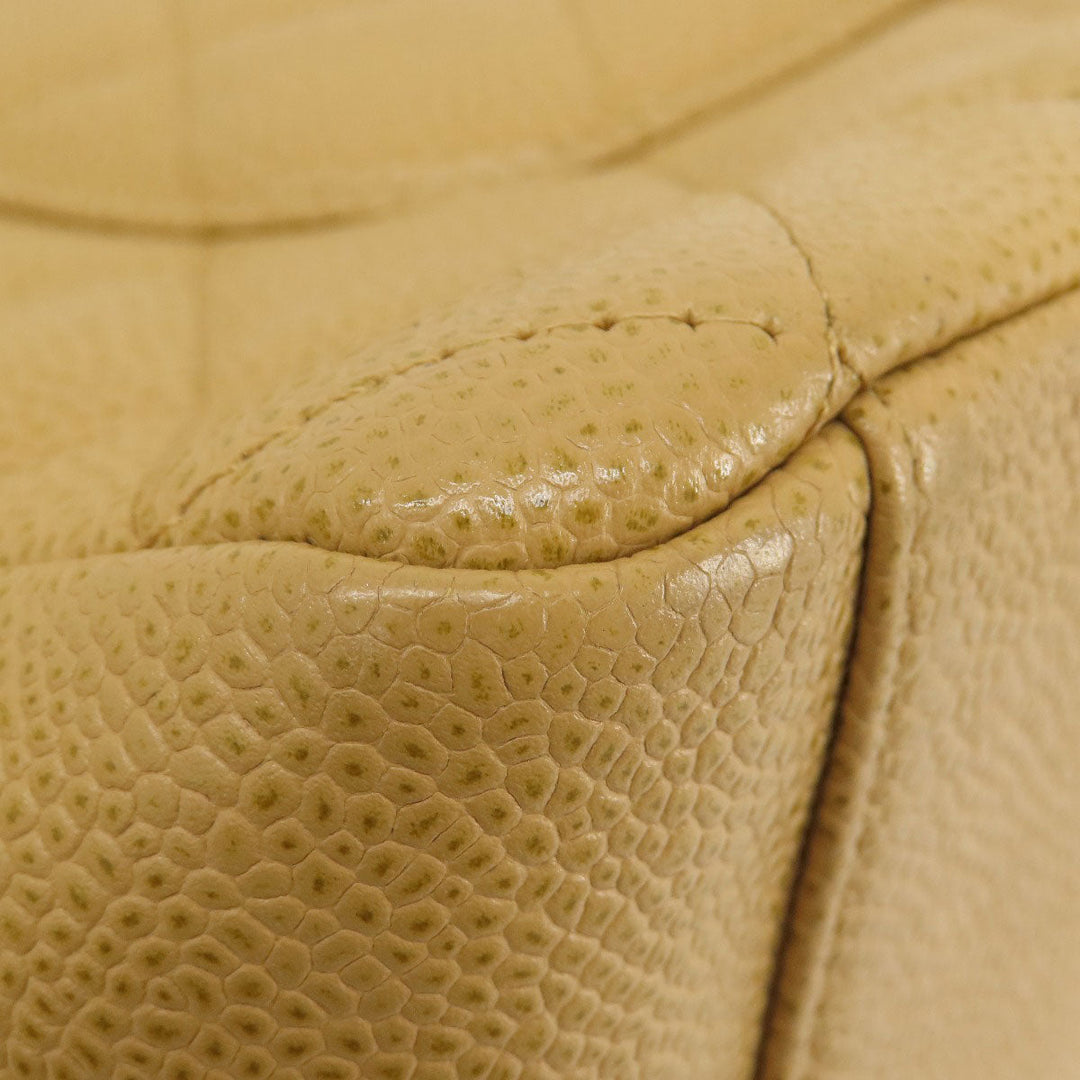 CHANEL Tote Bag Grained Calfskin Skin beige Chain Bag Matelasse Gold Metal Women Used Authentic