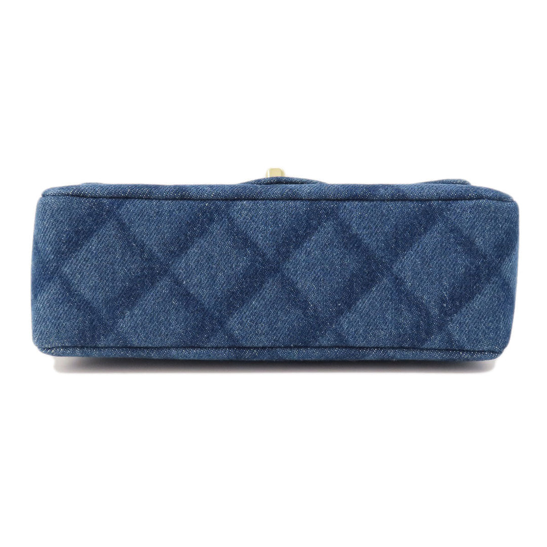 CHANEL Shoulder Bag denim blue ChainShoulder COCO Mark Gold Metal
