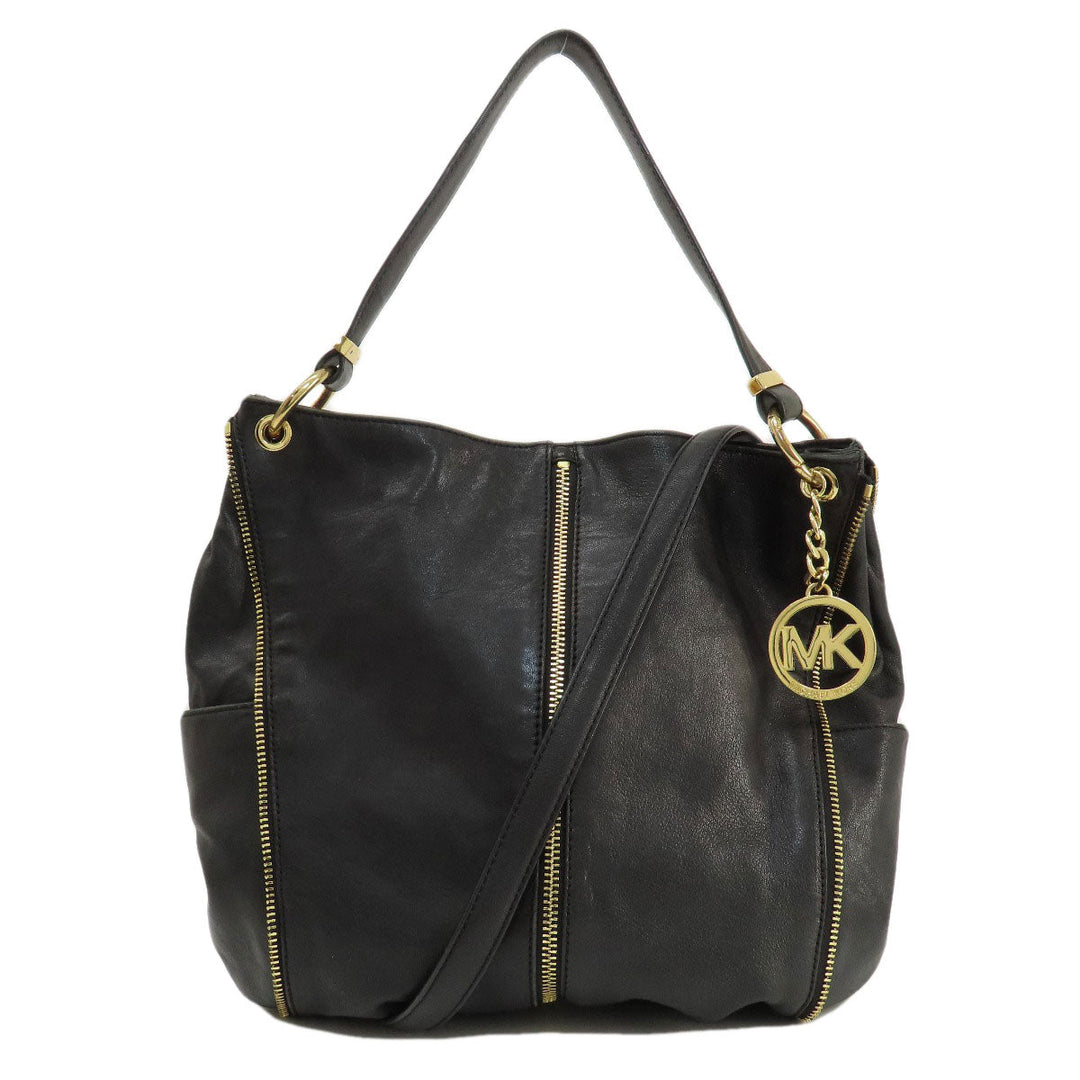 MICHAEL KORS Handbag leather black Zipper 2WAY Women Used Authentic